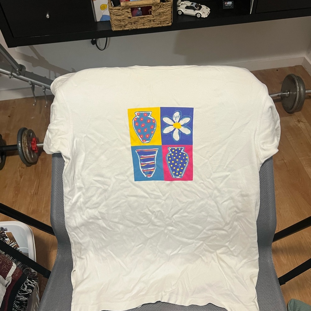 White T-Shirt with Colorful Graphic